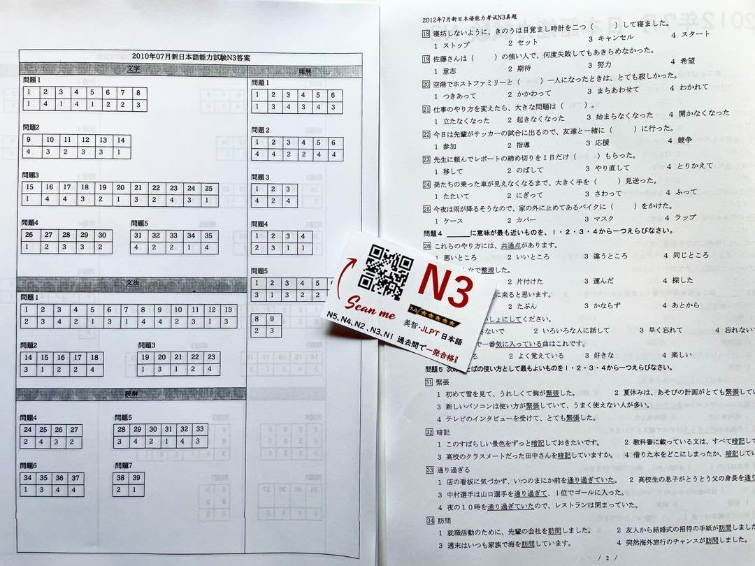 JLPT真題/日本語能力試験過去問 JLPTN1真題/日本語能力試験N1過去問【2010年7月〜2024年7月】の